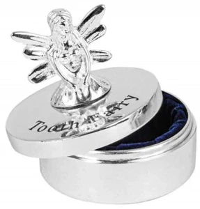Tooth Fairy Box Silver Baby Keepsake Storage Girl Boy Christening Gifts Presents - Picture 1 of 2
