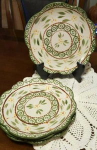 Temptation Old World Green Fluted Salad Plate Set of 4 - Picture 1 of 2