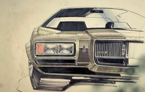 35MM Vintage Photo Slide Lincoln Design Concept Car Sketch Illustration - Picture 1 of 3