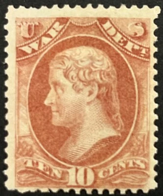 U.S. 10c Official, Dept. of War, Scott #O88, Thin Hared Paper, MH, F-VF - Image 1 of 2