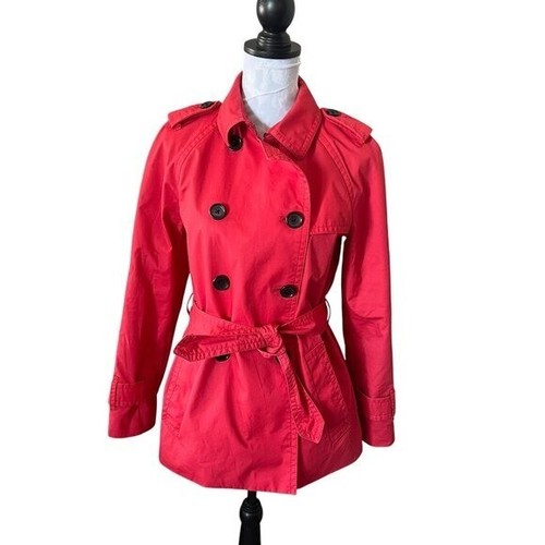 Cappotto giacca trench Coach New York donna piccolo doppiopetto cintura casual rosso