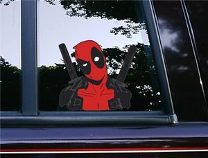 Deadpool Peeker Peeking Window Vinyl Car Decals Marvel Heroes Laptop Stickers - Picture 1 of 4