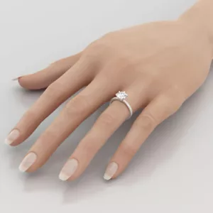 3 Carat D VS2 Real Diamond Engagement Ring Round Cut 14K White Gold - Picture 1 of 7