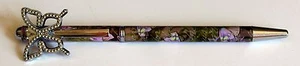Butterfly Clip Pen Chrome silver Writing Instrument Rose Multi Butterfly design - Picture 1 of 3