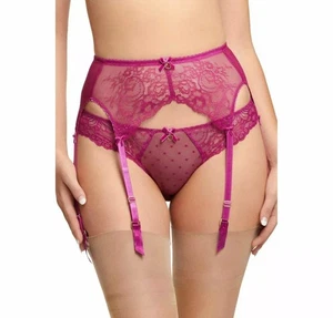 Dita Von Teese Women’s Fiamma Suspender Belt Sexy Floral Lace Magenta UK 16 - Picture 1 of 17