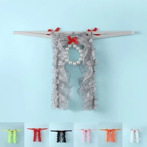 Tanga sexy para hombre con entrepierna abierta y detalle de encaje para ropa interior cómoda - Imagen 1 de 15