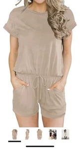 Women’s Romper Short Sleeve One-Piece Khaki XXL - Picture 1 of 1