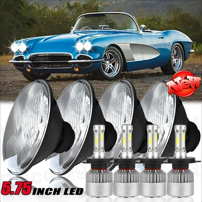 4pcs 5.75 5-3/4" inch Car LED Headlights for Chevy GMC Corvette C1 C2 1963-1982+ - Image 1 of 4