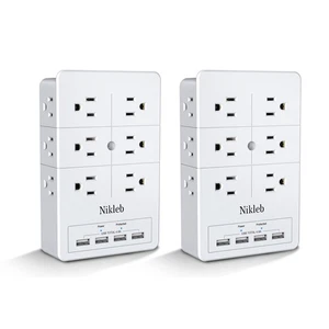 Surge Protector 2-Pack, Multi Outlet Plug with 4 USB, Wall Charger Box Multip... - Picture 1 of 7