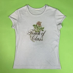 Vintage 70s Pastel Blue Touch of Class Glitter Iron-On Transfer Baby Tee -Medium - Picture 1 of 6