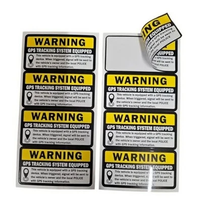 Double Sided - 8pc GPS Tracking Sticker Anti-Theft Car Vehicle Warning 3" x  - Image 1 of 4