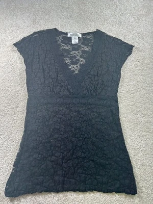 Top de encaje para mujer White House Black Market mediano transparente capricho gótico grunge bruja Foto 1 de 4