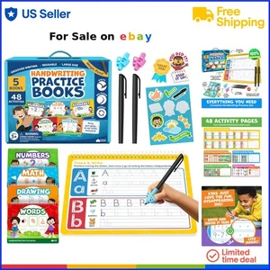Handwriting Practice Kids Cardboard 5 Book Set Pen Refillable Coloring - Picture 1 of 11