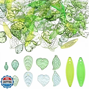 120 Stück Blattperlen Glasperlen Blumenperlen Grün Glasperlen für Schmuck Maki - Bild 1 von 5
