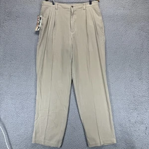 Neu mit Etikett Montego Mon Anzughose vorne plissiert 100 % Seide khaki Größe 36 x 32 für Herren - Bild 1 von 9