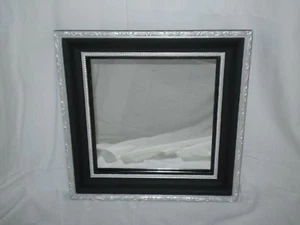 miroir dans cadre ancien noir et argent - Photo 1/3