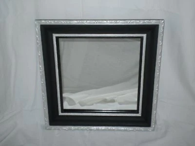 miroir dans cadre ancien noir et argent - Photo 1/3
