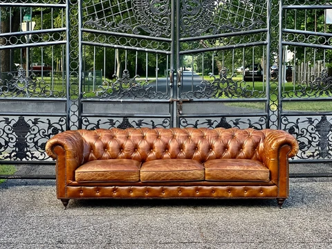 Vintage Tufted Leather chesterfield sofa Cover