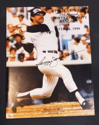 1990 SPORTS BANQUET SIGNED PROGRAM REGGIE JACKSON LOU BROCK BILLY COON BASILIO - Image 1 of 4