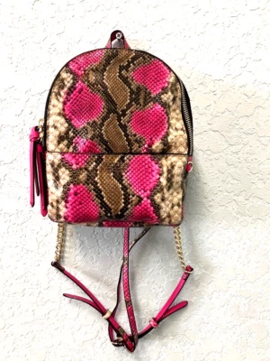 Victoria’s Secret Pink and Brown Python Mini Backpack Rucksack Snakeskin NWT - Image 1 of 4