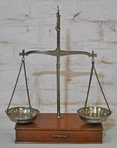 Antique Wooden Brass Big Size Measuring Scale Original Old Hand Crafted - Picture 1 of 12
