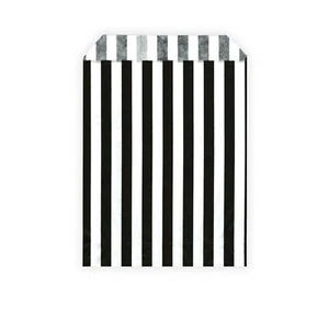50 Black Striped Candy Bags for Sweets Birthday Wedding Party Favours - 5 x 7 in - Picture 1 of 1