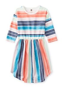 Tea Collection Everyday Watercolor Stripe Hi-Lo Midi Dress Size 5 $43
