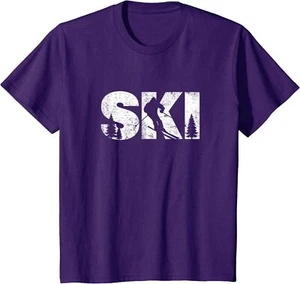 Snow Skiing Alpine Downhill Ski Winter Sport Gift Youth Unisex T-shirt - Picture 1 of 7