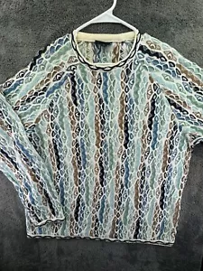COOGI Australia Sweater Lightweight Geometric XL Striped Cotton Pullover Men - Picture 1 of 24
