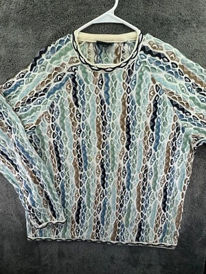 COOGI Australia Sweater Lightweight Geometric XL Striped Cotton Pullover Men - Image 1 of 4