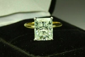 Solitär-Verlobungsring 3 kt Radiant Cut simulierter Diamant in 14 K Gold-Finish - Bild 1 von 7