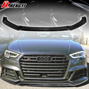 For Audi 8V A3 S-line S3 Facelift 2017-2020 Front Bumper Lip Splitter Black - Picture 1 of 13