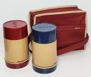 Aladdin Dual Pint Wide Mouth Thermos Inner Safety Shield Canvas Bag Made In USA - Picture 1 of 12