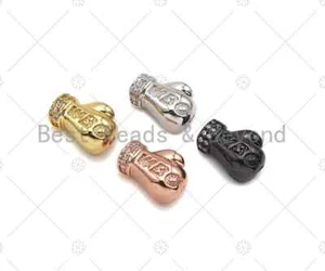 CZ Micro Pave Boxing Gloves Big Hole Spcer Beads, Gold/Silver/Rose - Picture 1 of 5