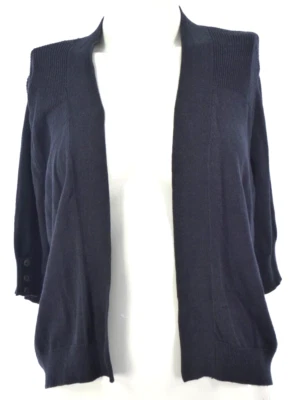 BHS Petite Womens Cardigan Open Knit Dark Blue Navy Sweater 3/4 Sleeve Size 18 - Image 1 of 4