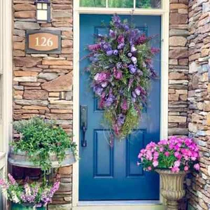 Rustic Spring Wreath Flower Farmhouse Garland Front Door Swag Wall Hanging Decor - Picture 1 of 6