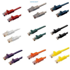 50'-100' CAT6 UTP Patch Cable Ethernet LAN Category 6 Internet Cord 24AWG 550MHZ - Picture 1 of 10