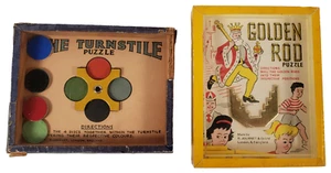 R J Series Series Puzzles Lot of 2 Golden Rod Turnstile Vintage Dexterity A34 # - Picture 1 of 8