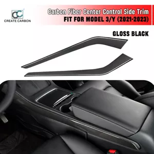 2pcs Real Carbon Fiber Center Control Side Trim For Tesla Model 3/Y (2021-2023) - Bild 1 von 11