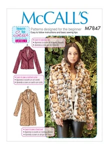 McCALL's M7847 LEARN TO SEW PATTERN FAUX FUR COATS LONG SHORT COAT SZ XS-XL 4-22 - Picture 1 of 7