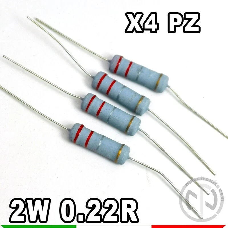 4x Resistenze 0.22R 2W 5% Resistor 0.22 ohm