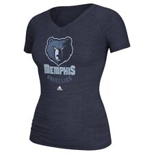 Memphis Grizzlies Shirt Women's S Adidas Tri Blend V Neck Blue New Free Shipping