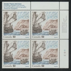 2008 Canada SC# 2269 UR - Founding of Quebec City - Plate Block M-NH Lot # 3577b - Picture 1 of 1