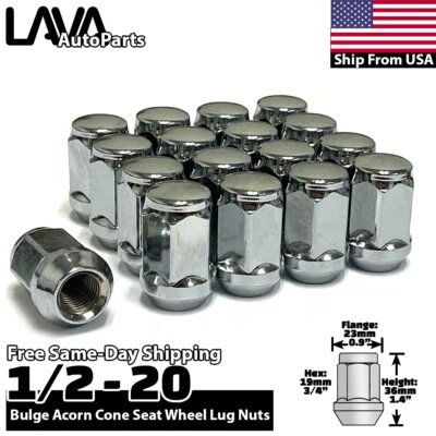20x Chrome 1/2-20 Conical Lug Nut Fit Ford LTD Crown Victoria Lincoln MKT MKX - Image 1 of 4