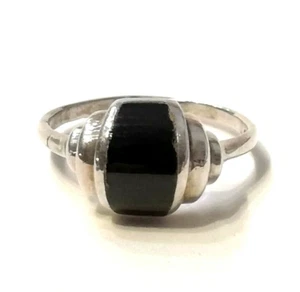 BELLISSIMO ANELLO ART DECO IN ARGENTO STERLING 925 CON ONICE / MISURA 17,2 mm - Foto 1 di 4