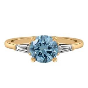 Wedding Diamond Ring Fancy Vivid Round 1.40 Carat IGI Lab Grown 18K Yellow Gold - Picture 1 of 8