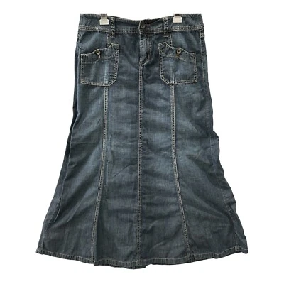 Vintage 90's ESPRIT Size 8 Dark Wash Denim Maxi Skirt Soft Cotton A-Line Modest - Image 1 of 4