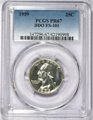 1959 PCGS PR67 DDO FS-101 Silver Washington Quarter-Really Nice Doubled Die!!! - Image 1 of 3