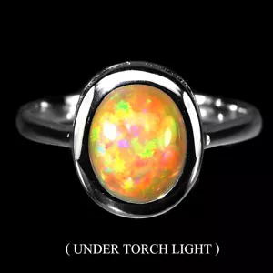 Anillo De Ópalo De Fuego Ovalado De Plata Esterlina 925 10x8mm Joyería Talla 7 - Imagen 1 de 9