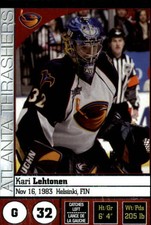 2008-09 Panini Stickers Atlanta Thrashers Hockey Card #2 Kari Lehtonen